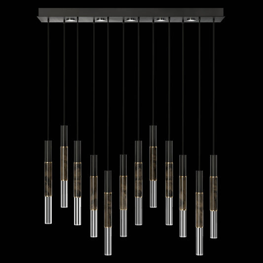Antonia Parchment Glass Linear Pendant / Black / Brass / Charcoal
