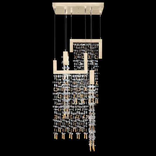 Capri Crystal Grid Square Pendant / White Gloss