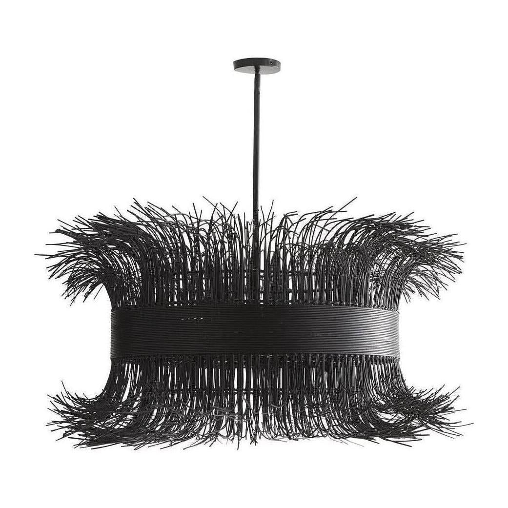 Filamento Sculptural Rattan Chandelier / Black Stained Rattan, Black