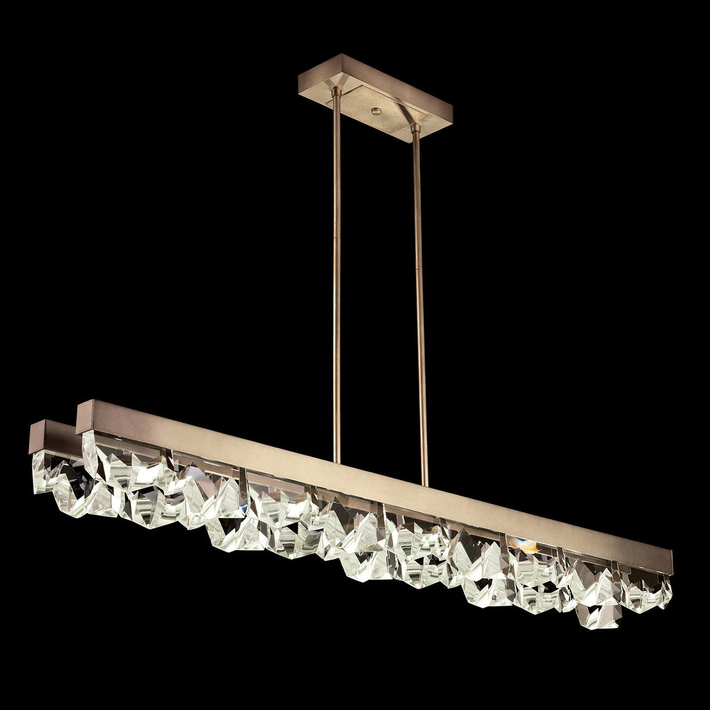Strata Double Crystal Linear Pendant / Bronze