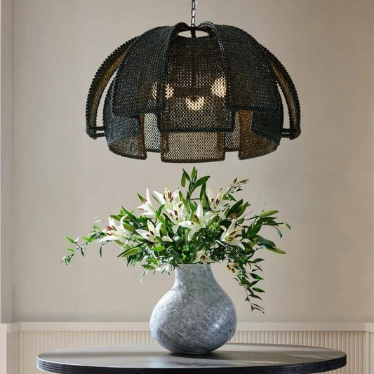 Woven Rattan Layered Pendant Light