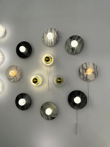MD230mm Spanish Marble Flat Disc Sconce | Ceiling Light