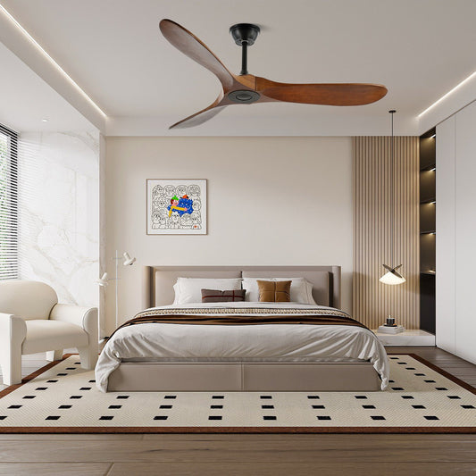Aero Timber Propeller Ceiling Fan / ∅ 52″ X H 9.8″ / Walnut Wood Grain & Black