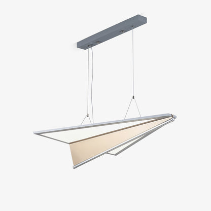 Aerodynamic Aircraft LED Pendant / L 29.1″ x W 22.4″ x H 5.9″ / Silver & White / Warm Light