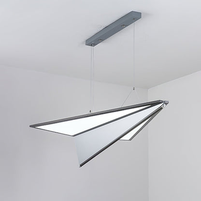 Aerodynamic Aircraft LED Pendant / L 40.9″ x W 27.9″ x H 8.7″ / Silver & White / Cool Light