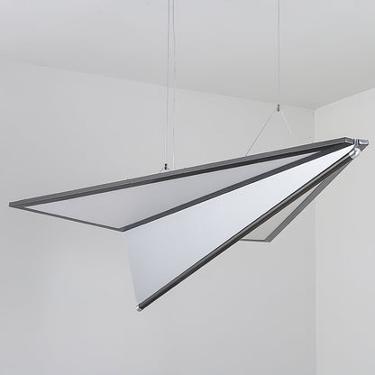 Aerodynamic Aircraft LED Pendant / L 40.9″ x W 27.9″ x H 8.7″ / Silver & White / Warm Light