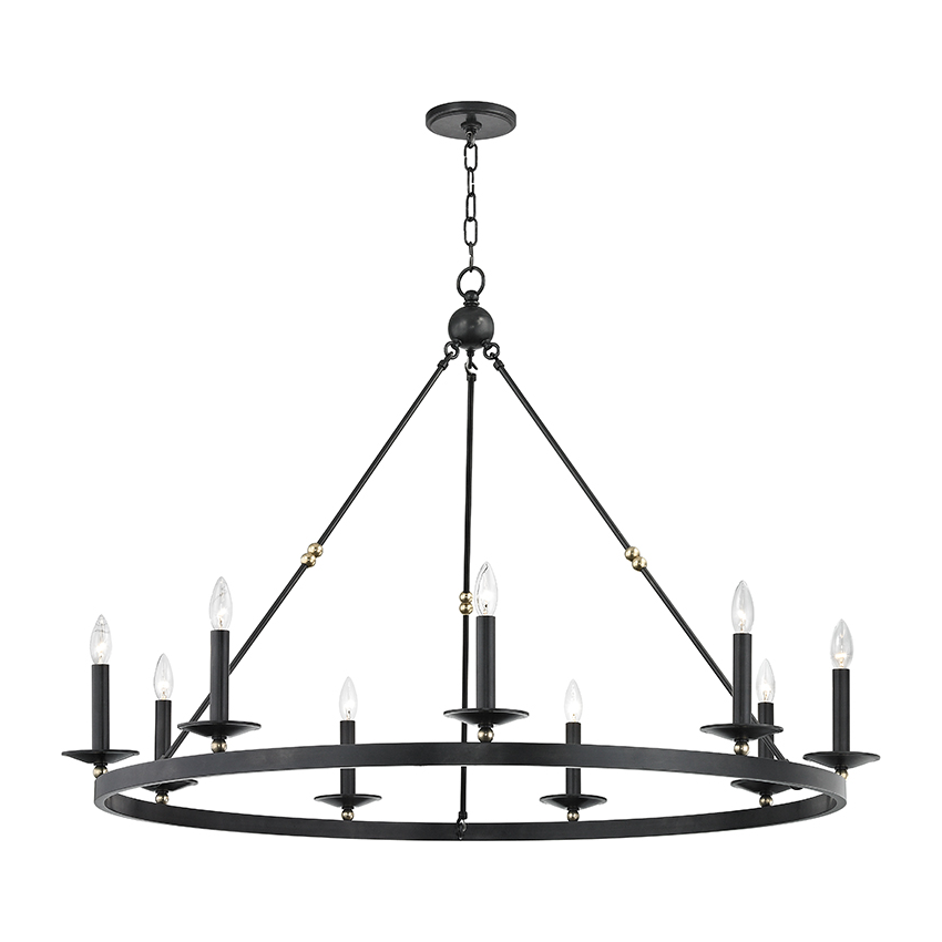 Allendale Nine-Light Wagon Wheel Chandelier / Aged Old Bronze