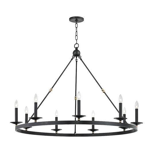 Allendale Nine-Light Wagon Wheel Chandelier / Aged Old Bronze