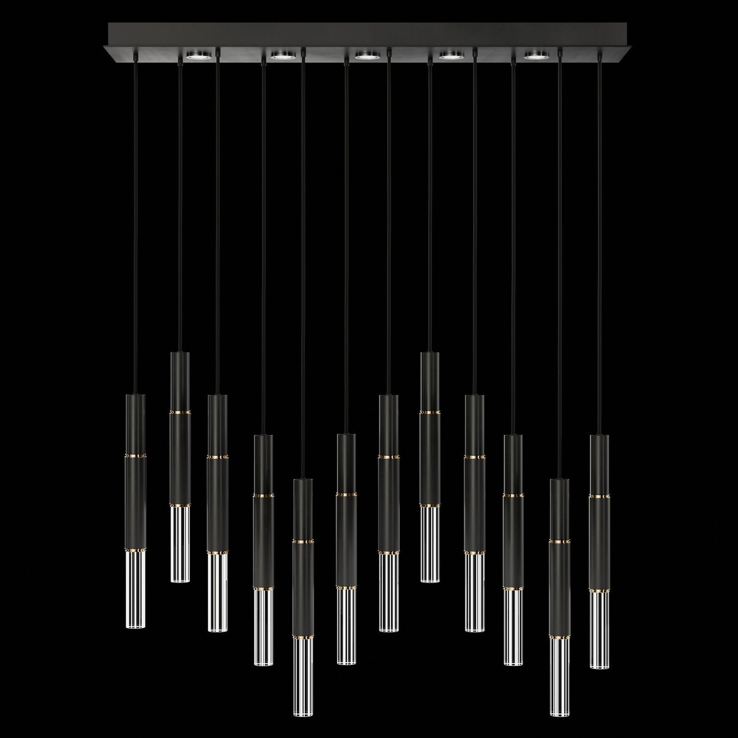 Antonia Parchment Glass Linear Pendant / Black / Brass / No Skin