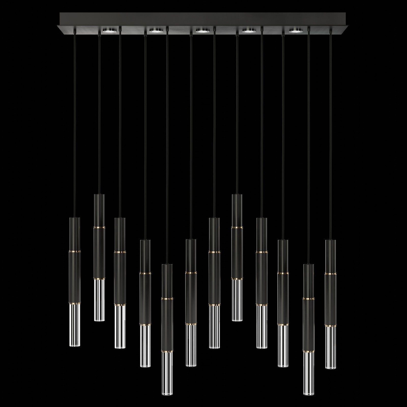 Antonia Parchment Glass Linear Pendant / Black / Brass / No Skin