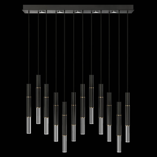 Antonia Parchment Glass Linear Pendant / Black / Brass / No Skin