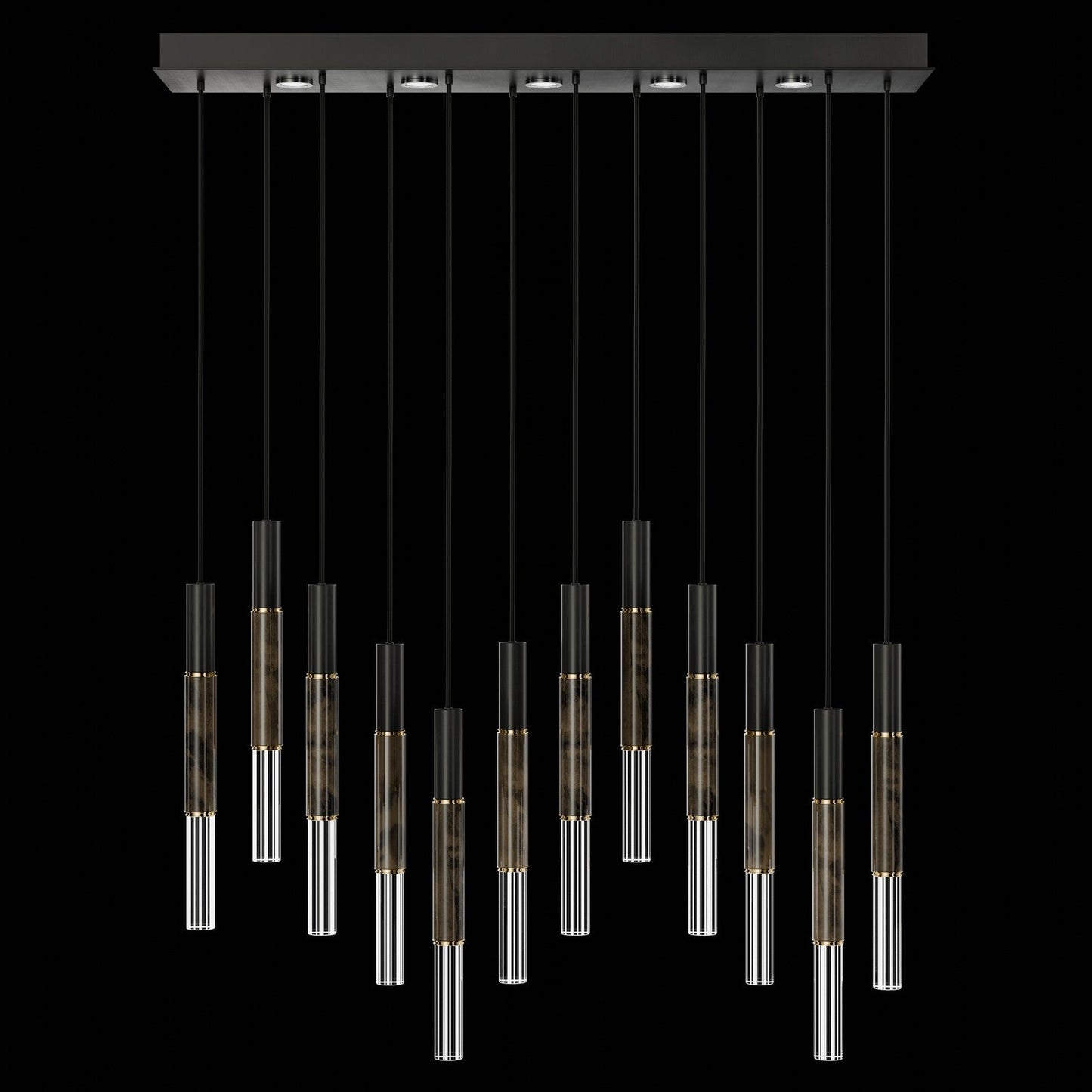 Antonia Parchment Glass Linear Pendant / Black / Brass / Charcoal