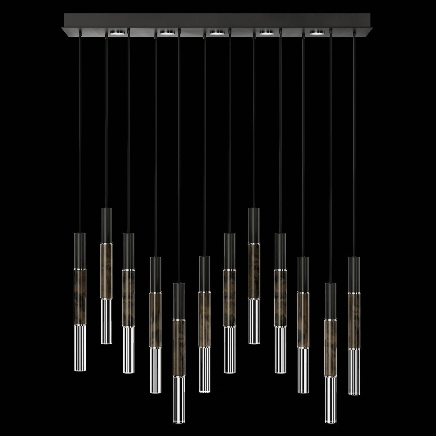 Antonia Parchment Glass Linear Pendant / Black / Nickel / Charcoal