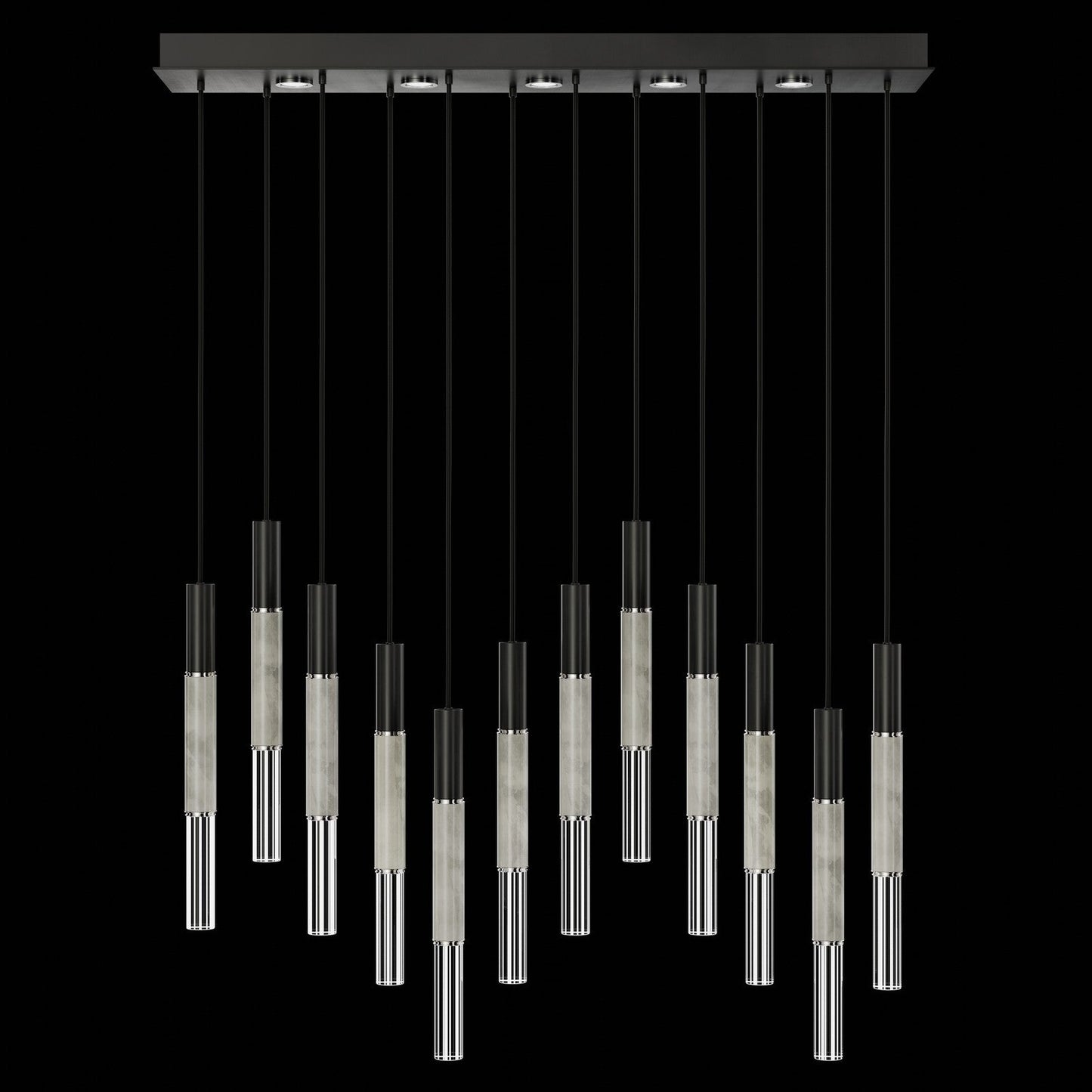 Antonia Parchment Glass Linear Pendant / Black / Nickel / Smoke