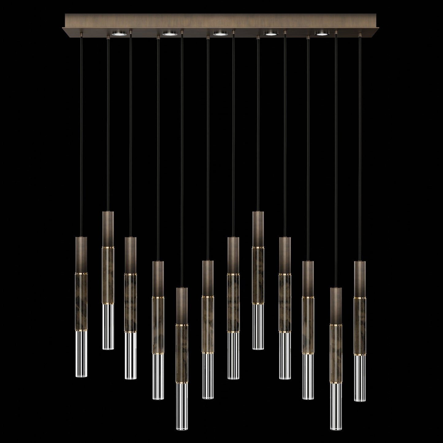 Antonia Parchment Glass Linear Pendant / Bronze / Brass / Charcoal