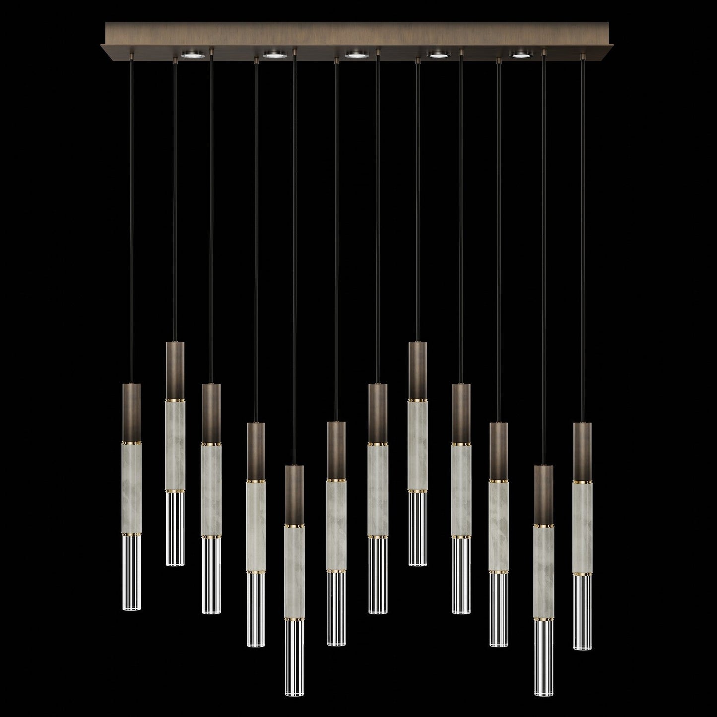Antonia Parchment Glass Linear Pendant / Bronze / Brass / Smoke