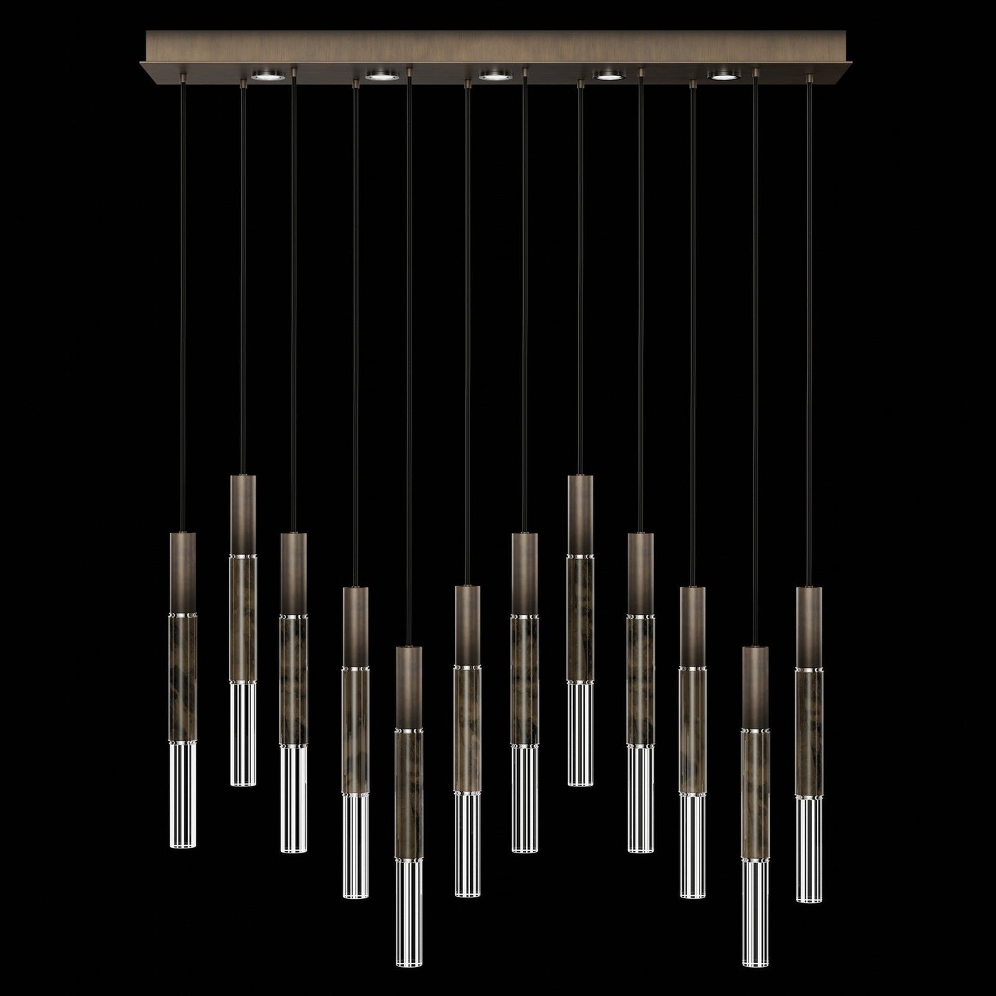 Antonia Parchment Glass Linear Pendant / Bronze / Nickel / Charcoal