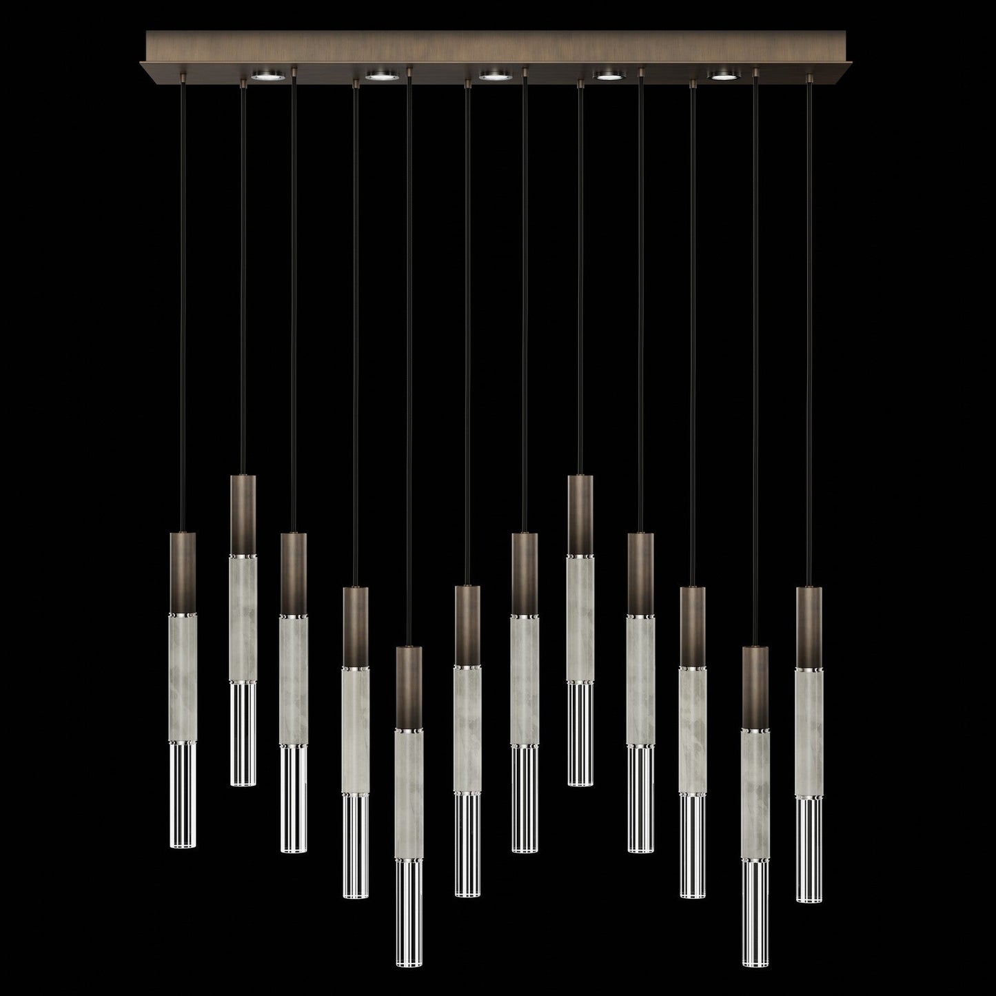 Antonia Parchment Glass Linear Pendant / Bronze / Nickel / Smoke