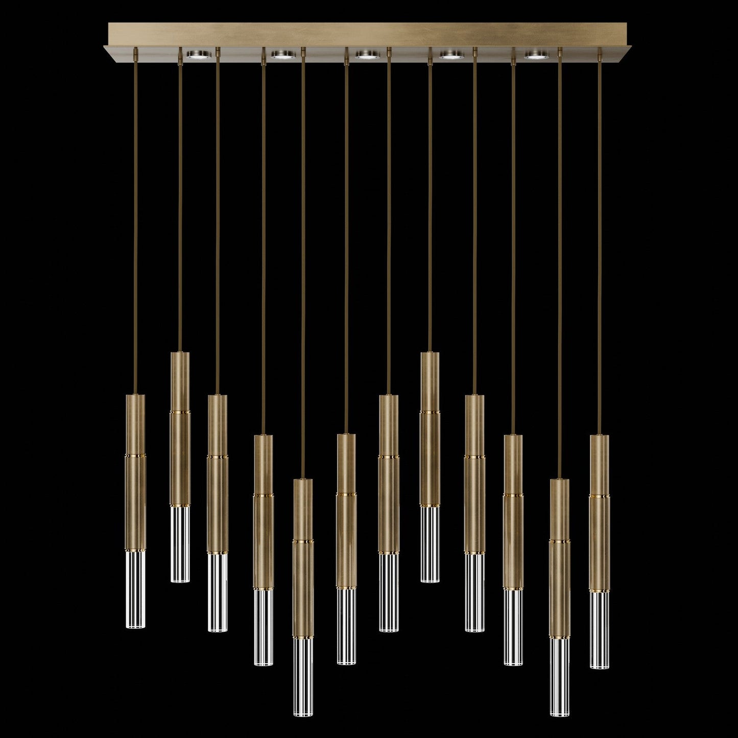 Antonia Parchment Glass Linear Pendant / Gold Leaf / Brass / No Skin