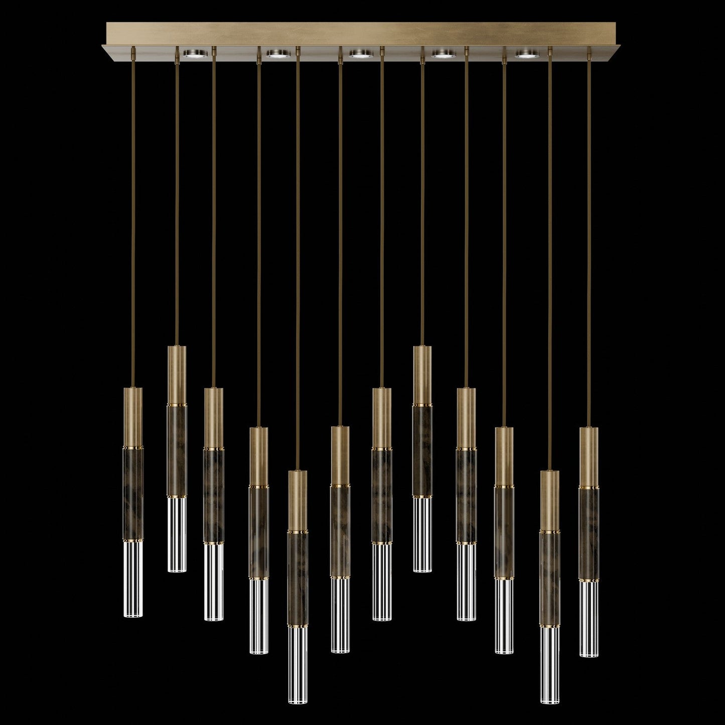 Antonia Parchment Glass Linear Pendant / Gold Leaf / Brass / Charcoal