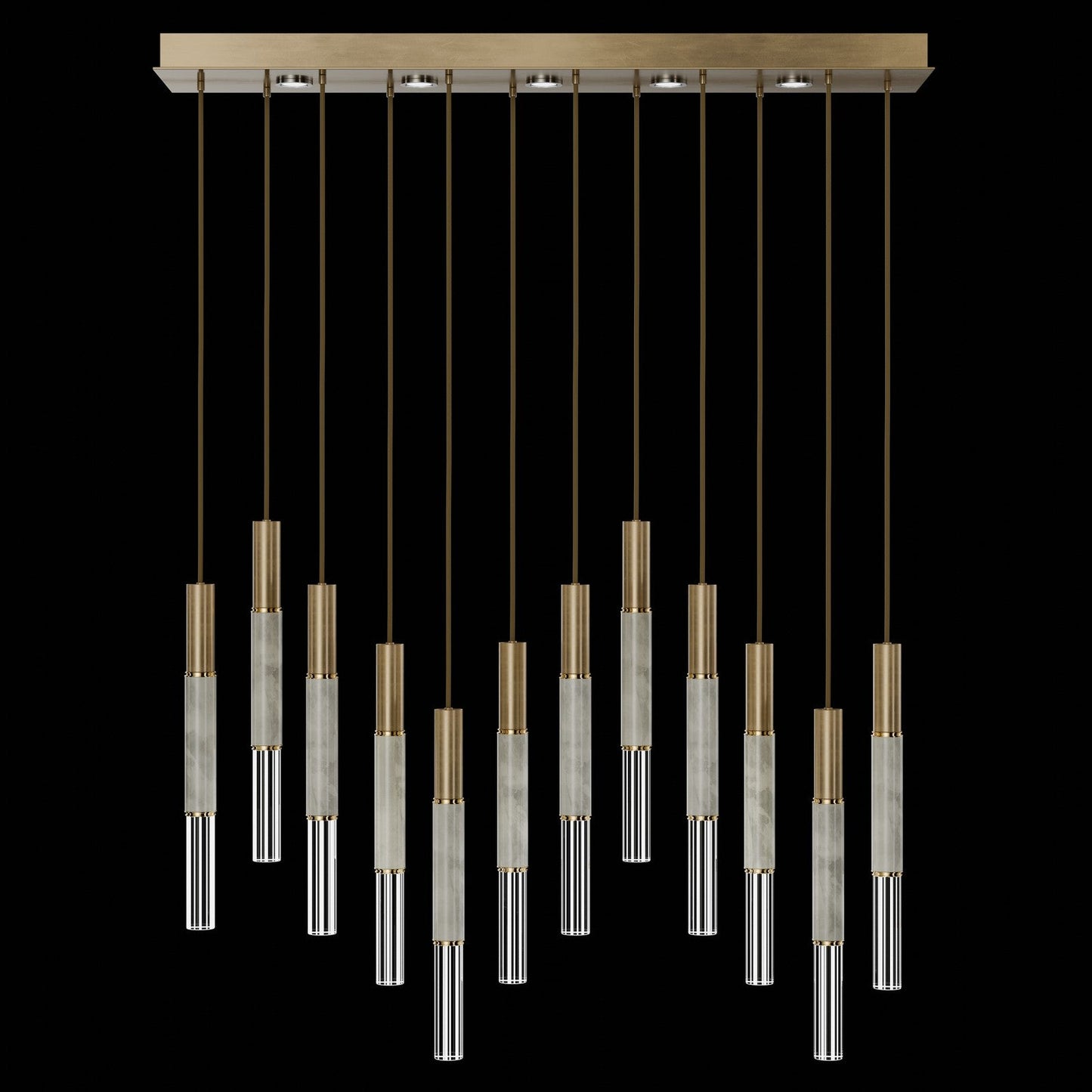 Antonia Parchment Glass Linear Pendant / Gold Leaf / Brass / Smoke