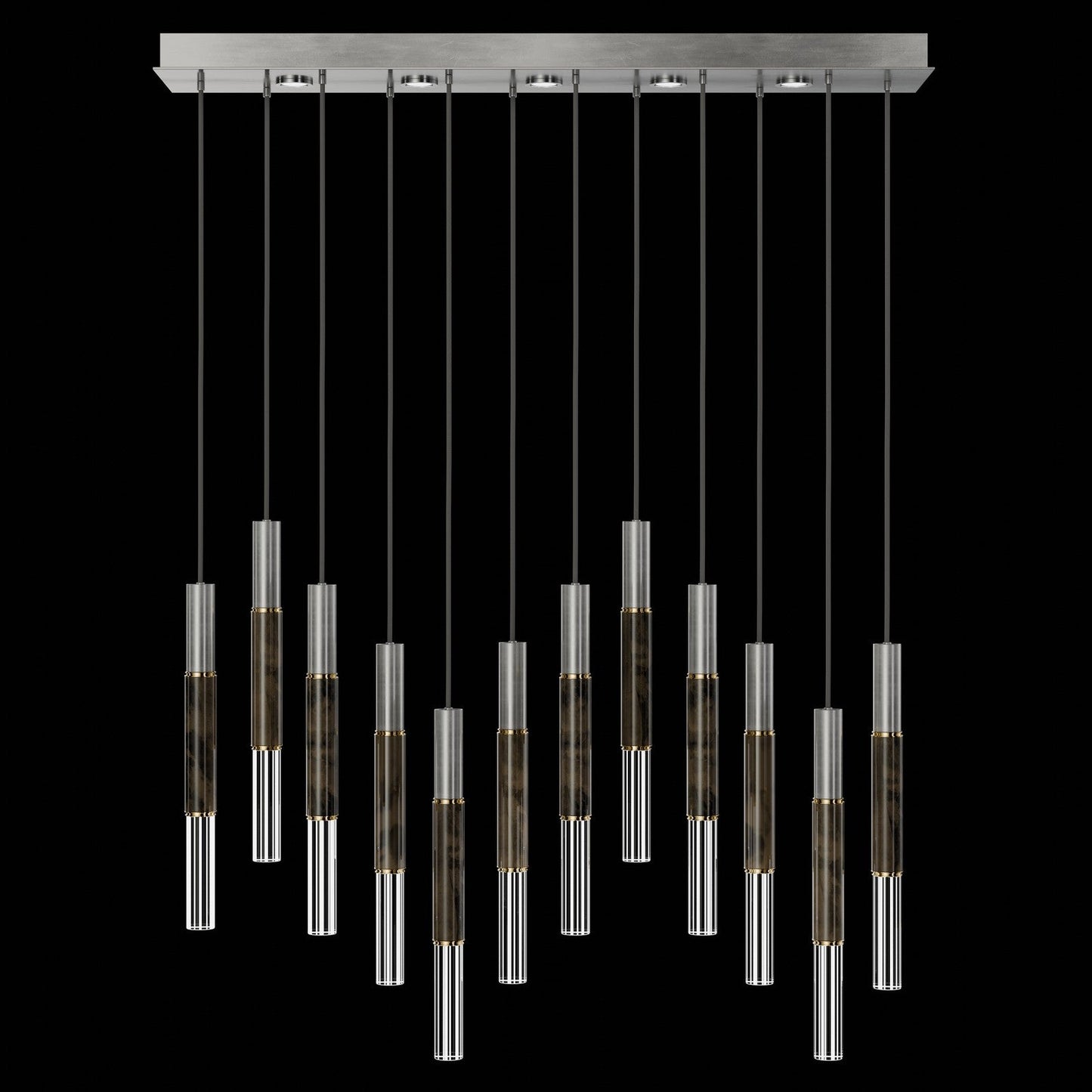Antonia Parchment Glass Linear Pendant / Silver Leaf / Brass / Charcoal
