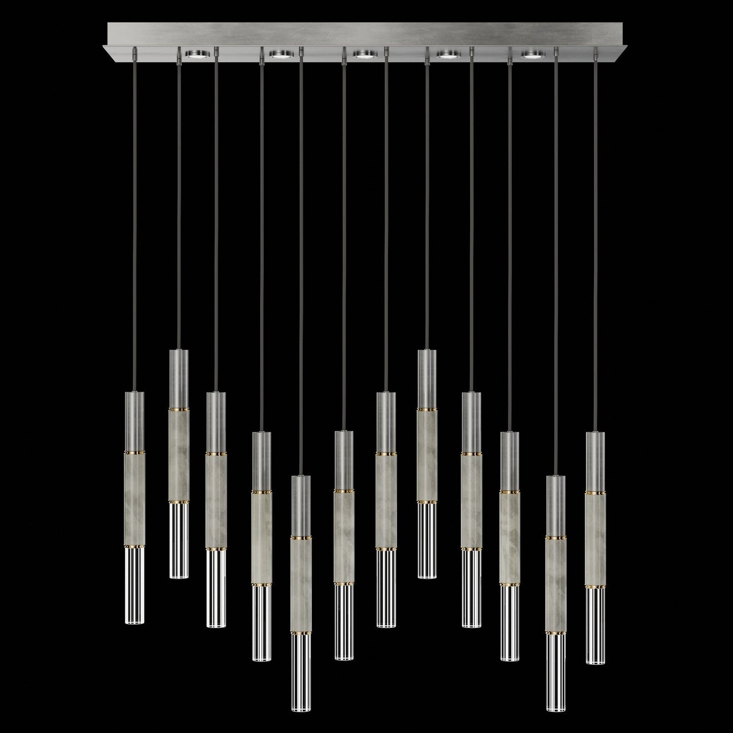 Antonia Parchment Glass Linear Pendant / Silver Leaf / Brass / Smoke