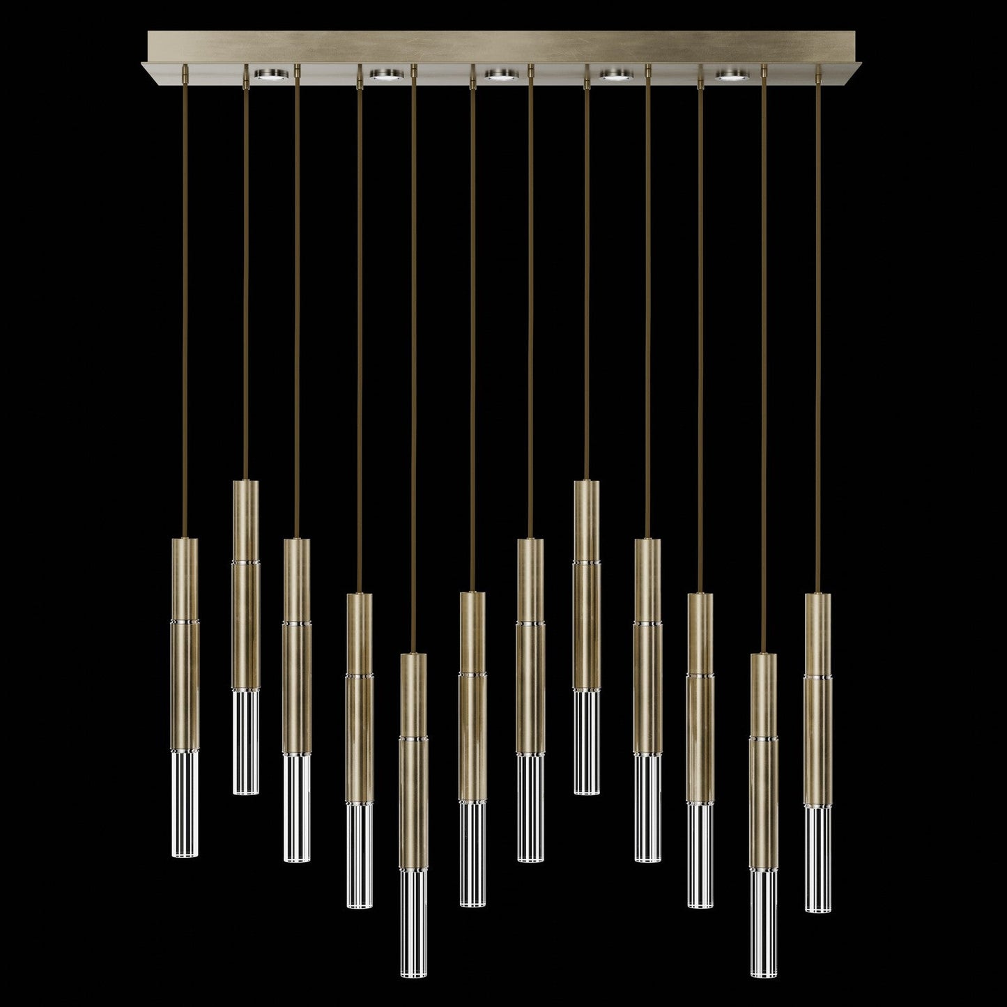 Antonia Parchment Glass Linear Pendant / Soft Gold Leaf / Nickel / No Skin