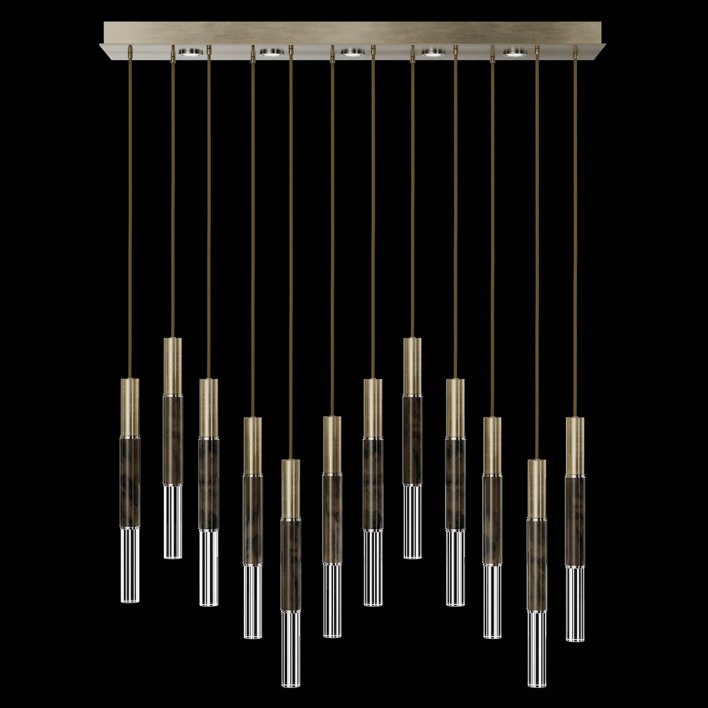 Antonia Parchment Glass Linear Pendant / Soft Gold Leaf / Nickel / Charcoal