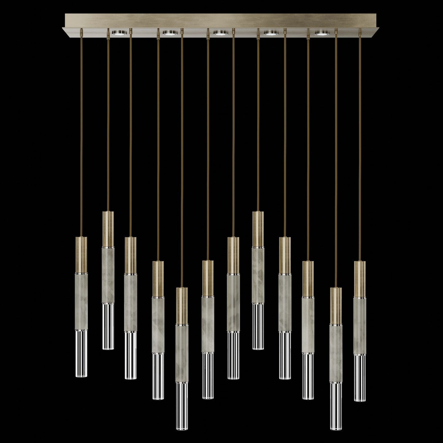 Antonia Parchment Glass Linear Pendant / Soft Gold Leaf / Nickel / Smoke