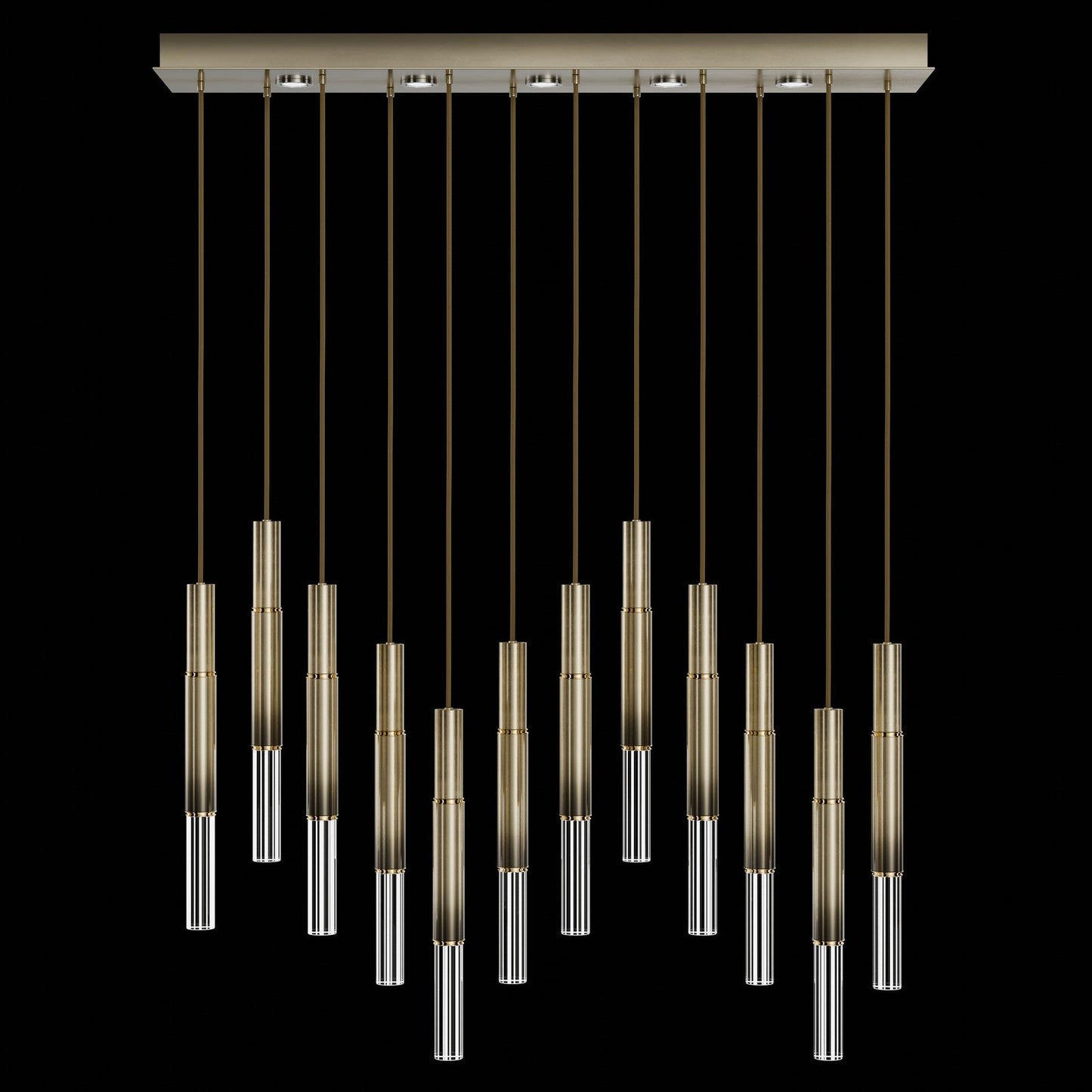 Antonia Parchment Glass Linear Pendant / Ombre Bronze / Brass / No Skin
