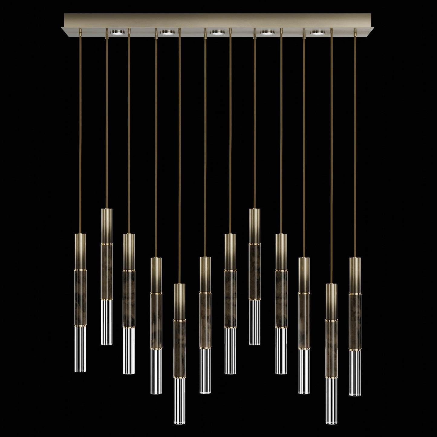 Antonia Parchment Glass Linear Pendant / Ombre Bronze / Brass / Charcoal