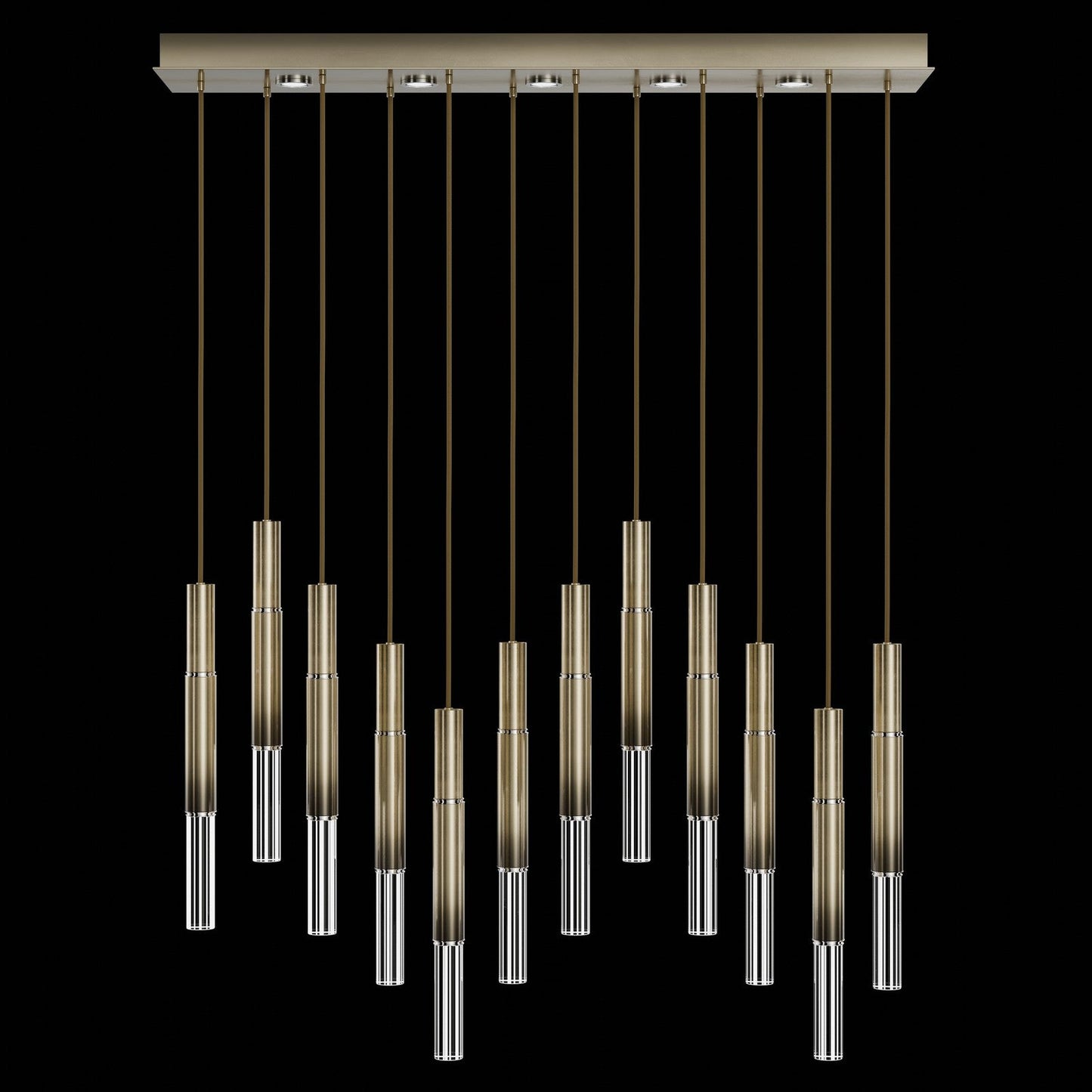 Antonia Parchment Glass Linear Pendant / Ombre Bronze / Nickel / No Skin