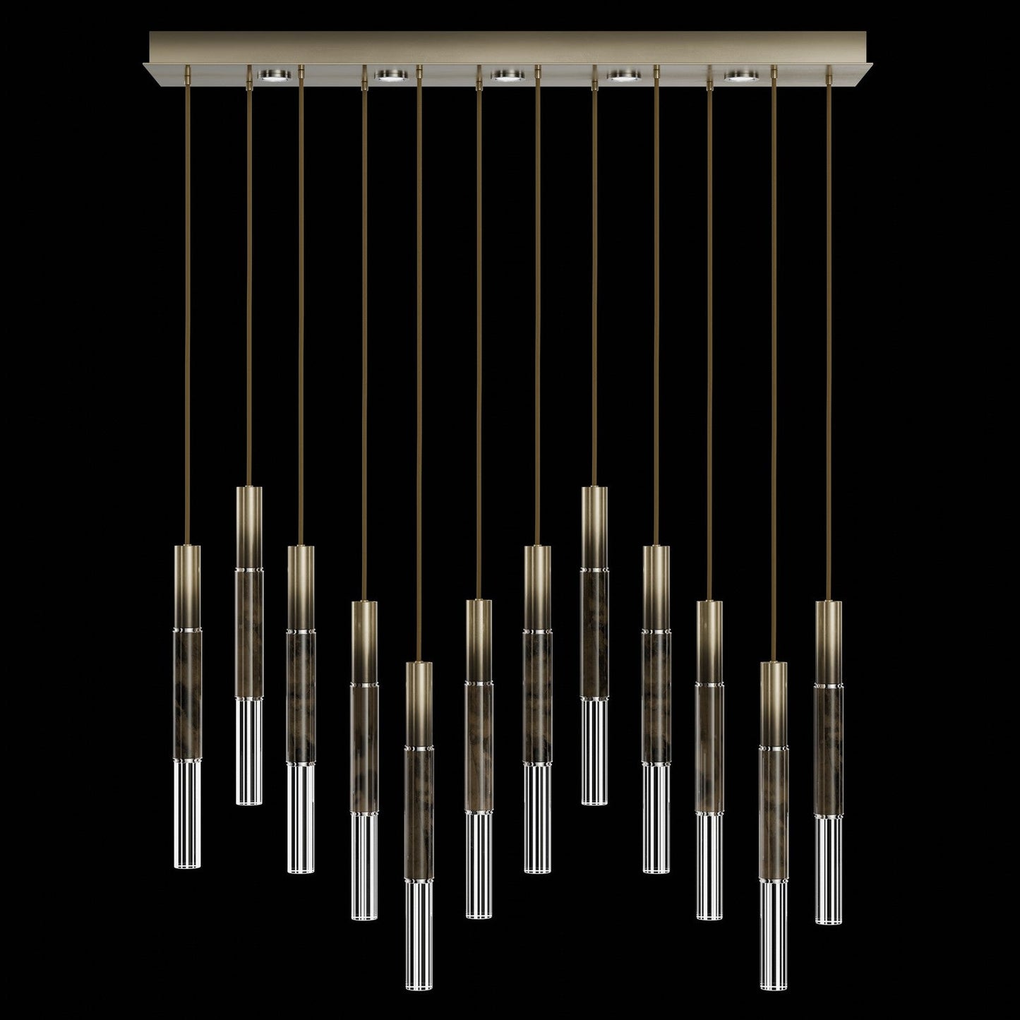 Antonia Parchment Glass Linear Pendant / Ombre Bronze / Nickel / Charcoal