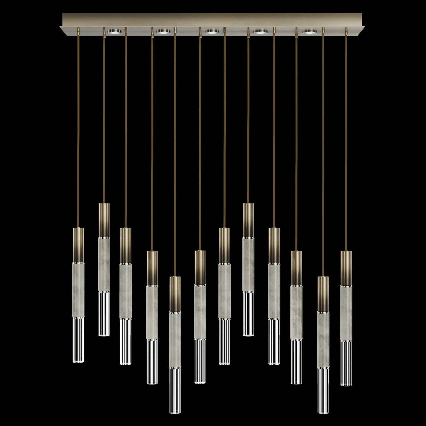 Antonia Parchment Glass Linear Pendant / Ombre Bronze / Nickel / Smoke