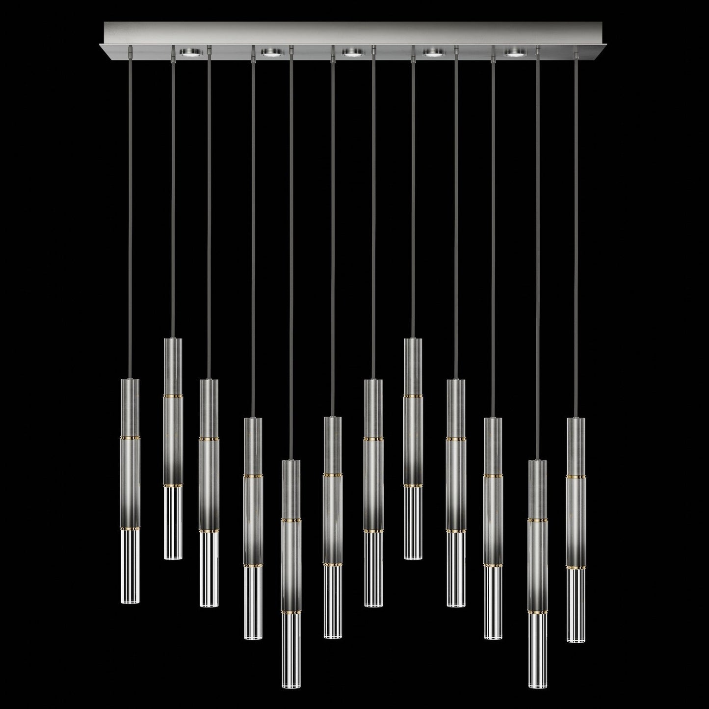 Antonia Parchment Glass Linear Pendant / Ombre Silver / Brass / No Skin