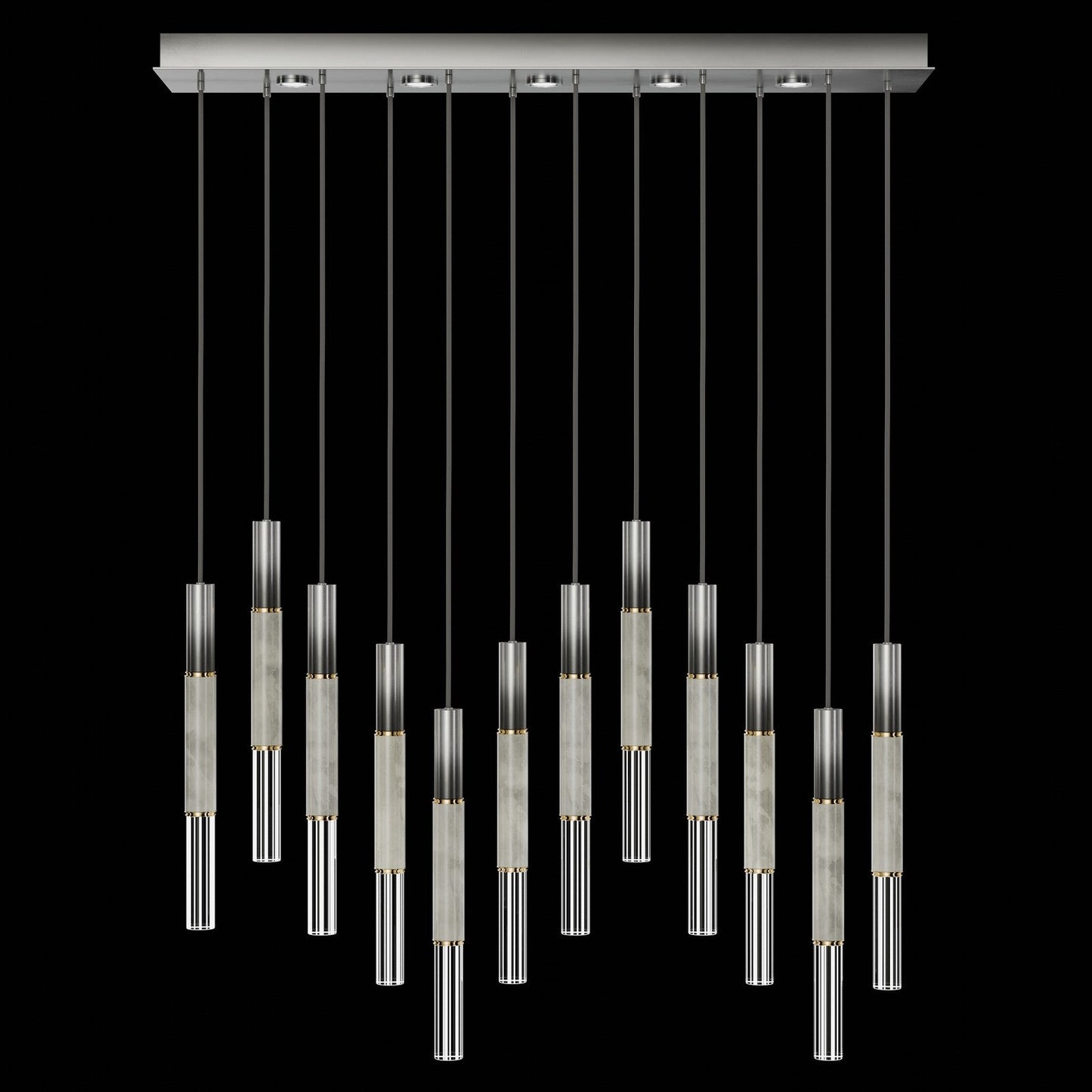 Antonia Parchment Glass Linear Pendant / Ombre Silver / Brass / Smoke