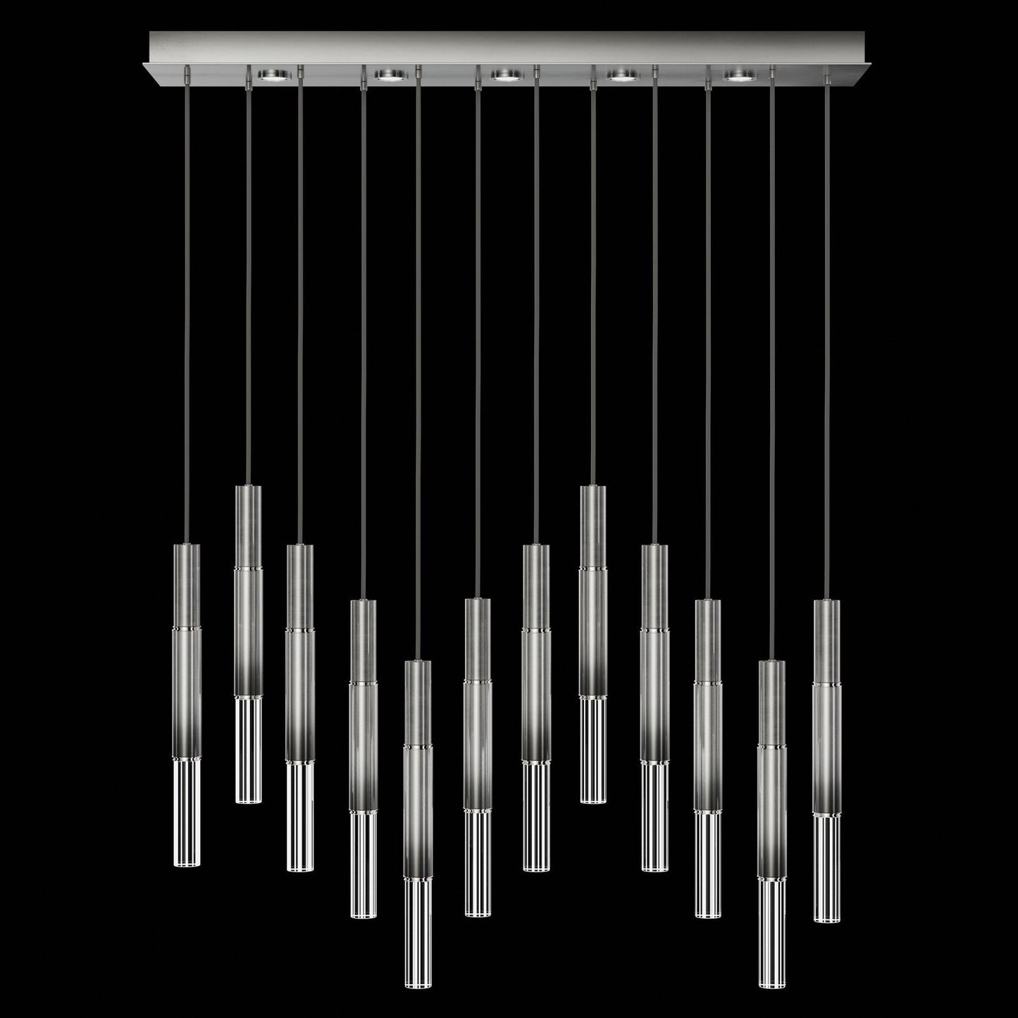 Antonia Parchment Glass Linear Pendant / Ombre Silver / Nickel / No Skin