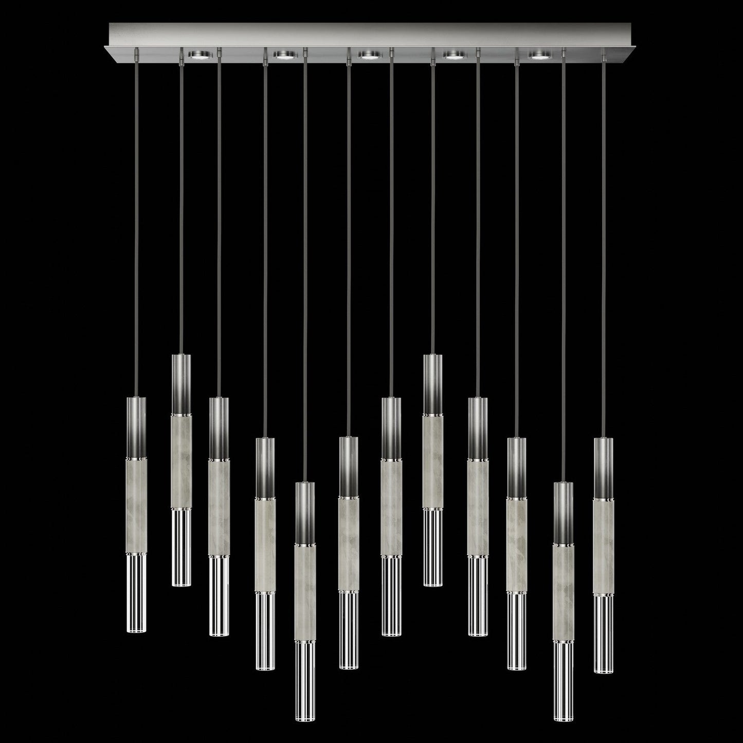 Antonia Parchment Glass Linear Pendant / Ombre Silver / Nickel / Smoke