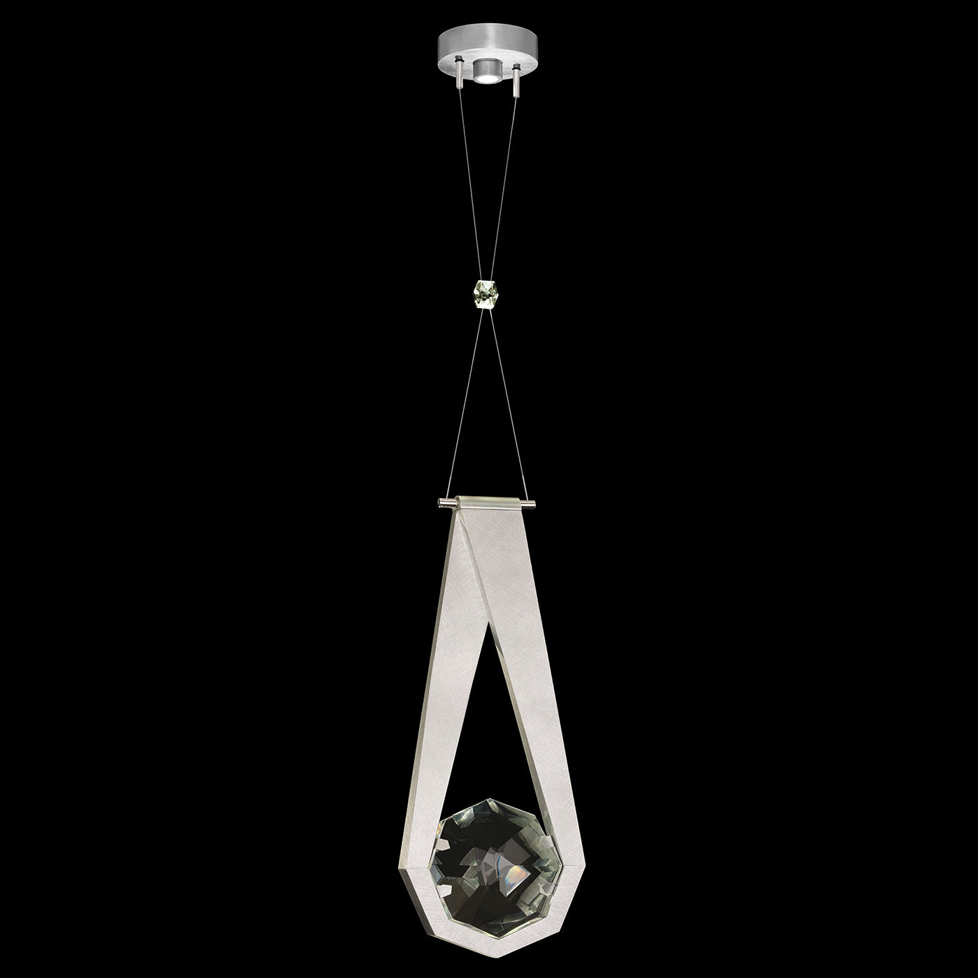 Aria Crystal Charm LED Pendant / Brushed Silver
