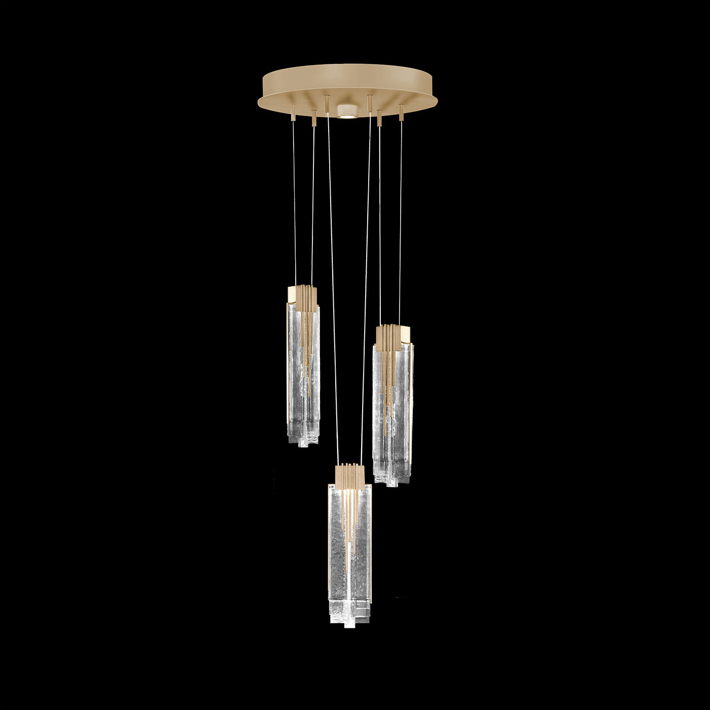 Arpeggio Layered Fused Glass Pendant / Soft Gold / Clear