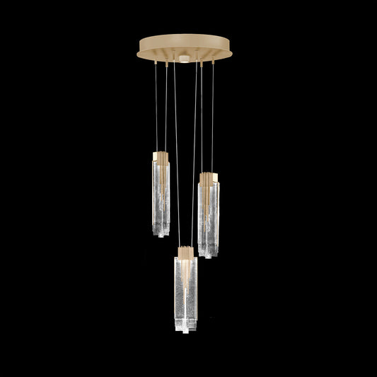 Arpeggio Layered Fused Glass Pendant / Soft Gold / Clear