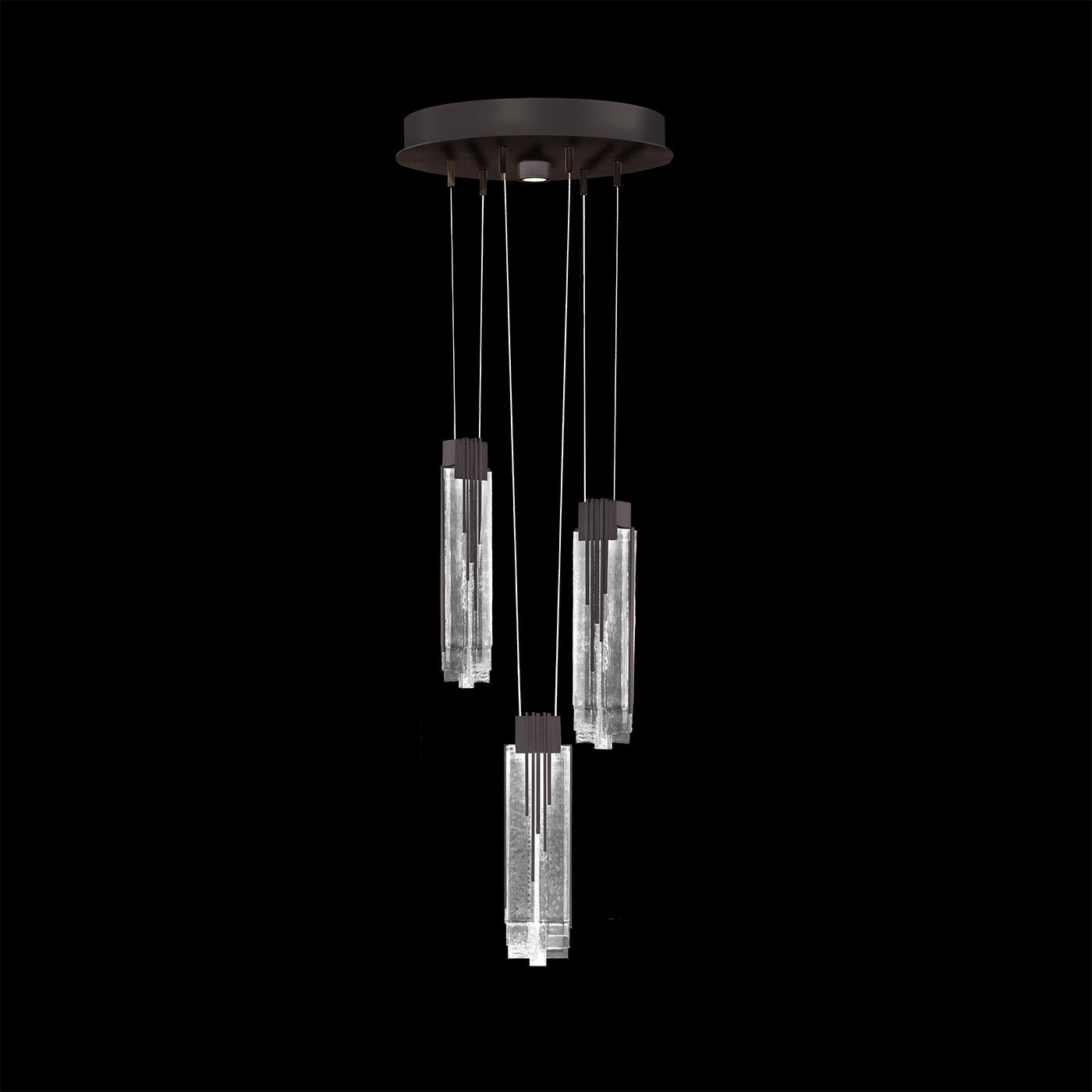 Arpeggio Layered Fused Glass Pendant / Midnight Steel / Clear