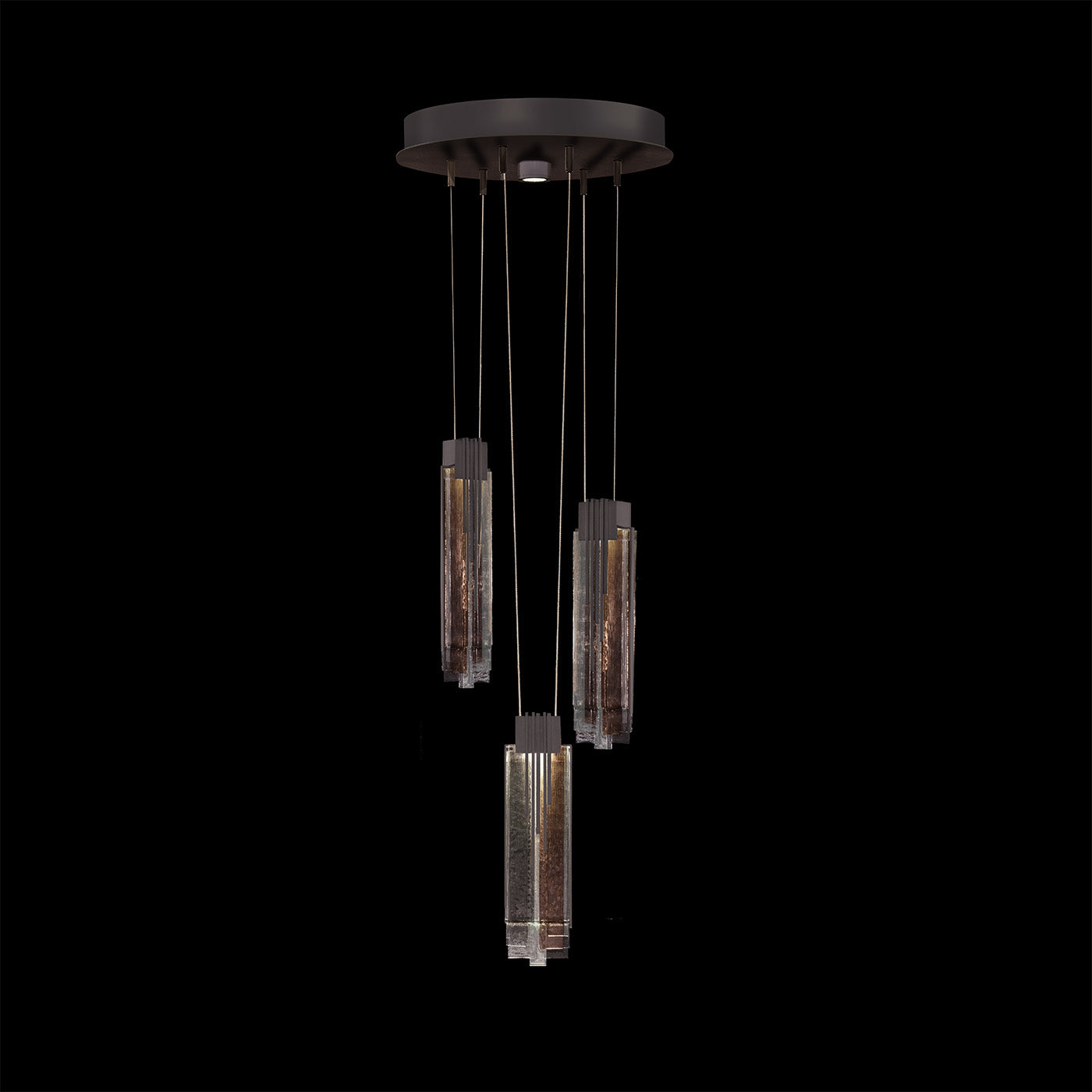 Arpeggio Layered Fused Glass Pendant / Midnight Steel / Multi-Tone