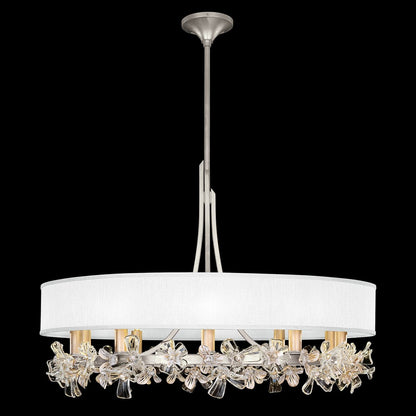 Azucena Floral Crystal Chandelier / Silver / White