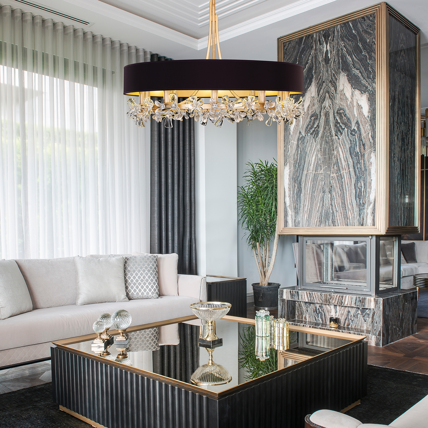 Azucena Floral Crystal Chandelier