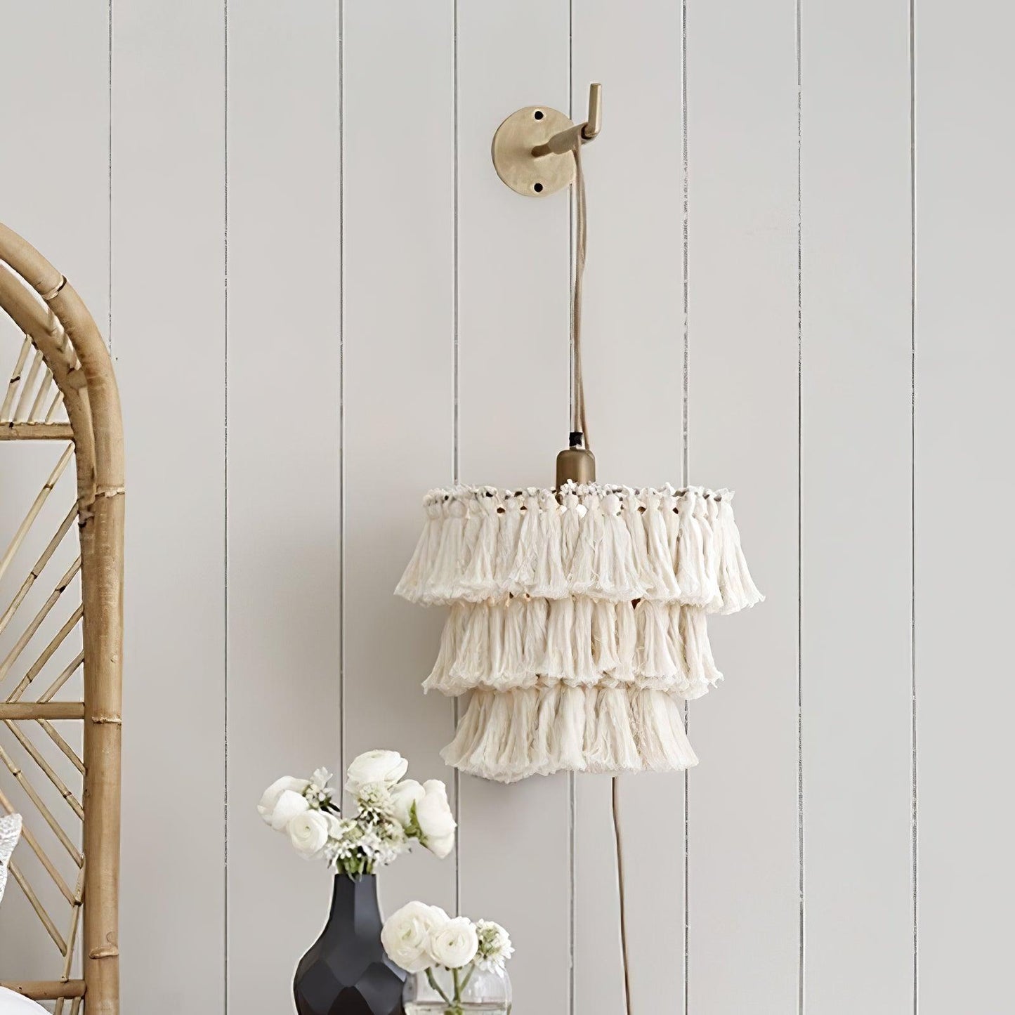 Bohemian Tassel Fringe Wall Light / ∅ 11.8″ x H 11.8″ / Dia 30cm x H 30cm / Multicolor / AU plug