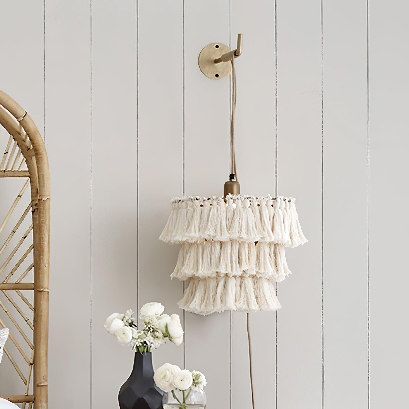 Bohemian Tassel Fringe Wall Light / ∅ 11.8″ x H 11.8″ / Dia 30cm x H 30cm / Multicolor / AU plug