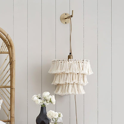 Bohemian Tassel Fringe Wall Light / ∅ 11.8″ x H 11.8″ / Dia 30cm x H 30cm / Multicolor / AU plug