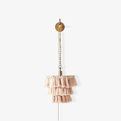 Bohemian Tassel Fringe Wall Light / ∅ 11.8″ x H 11.8″ / Dia 30cm x H 30cm / Beige / US plug